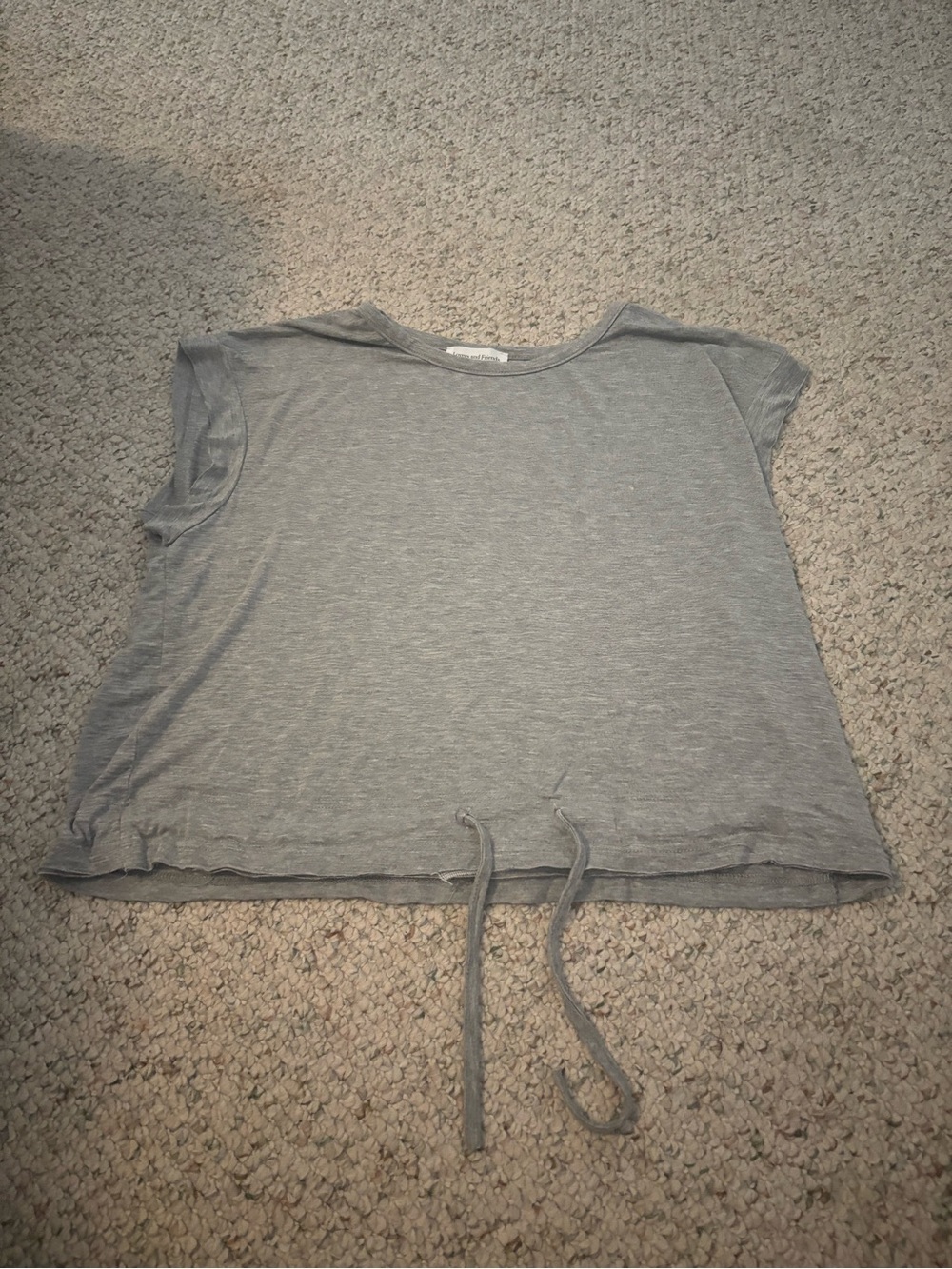 Lovers + Friends Gray Drawstring Crop Tee